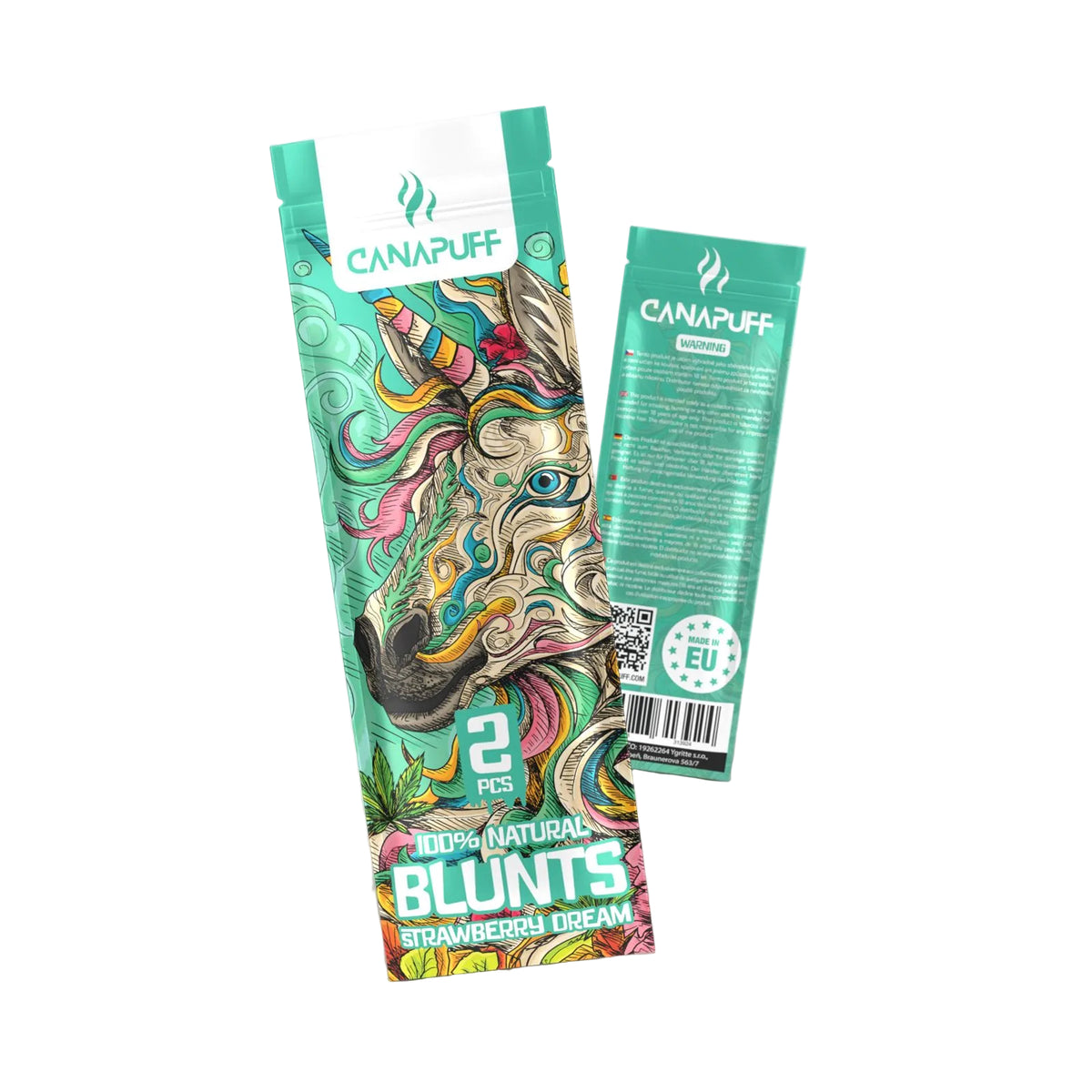 Canapuff Blunt Wrap Rolls Strawberry Dream, 2 stuks, 100% natuurlijke vloei