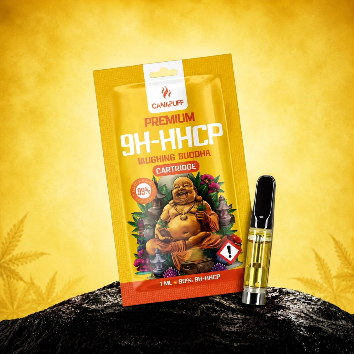 Canapuff 9H-HHCP Laughing Buddha cartridge, 1 ml, 99% sterkte met verpakking en vape pen
