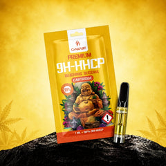 Cartouche Canapuff 9H-HHCP Laughing Buddha, 1 ml, puissance 99 % avec emballage et vape pen