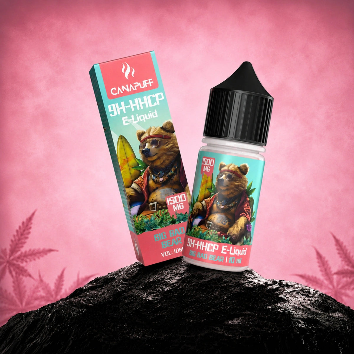 Canapuff 9H-HHCP E-Liquid Big Bad Bear 1500mg flesje en doosverpakking