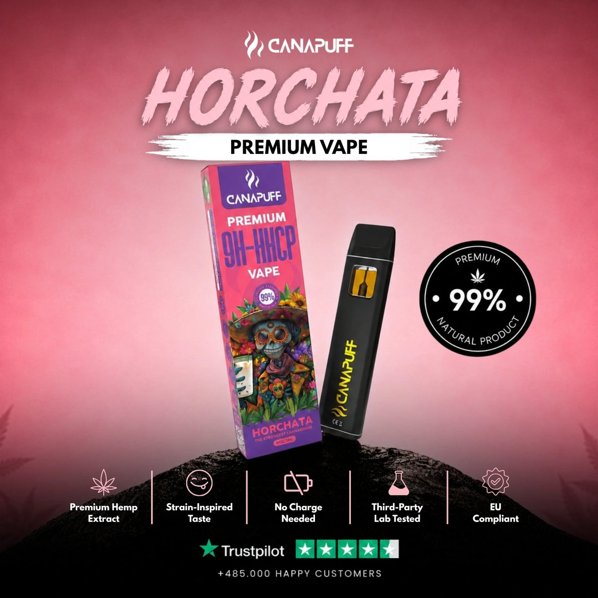 9H-HHCP Vape Horchata 99% 1ml – wegwerp-vape-pen, foto 2