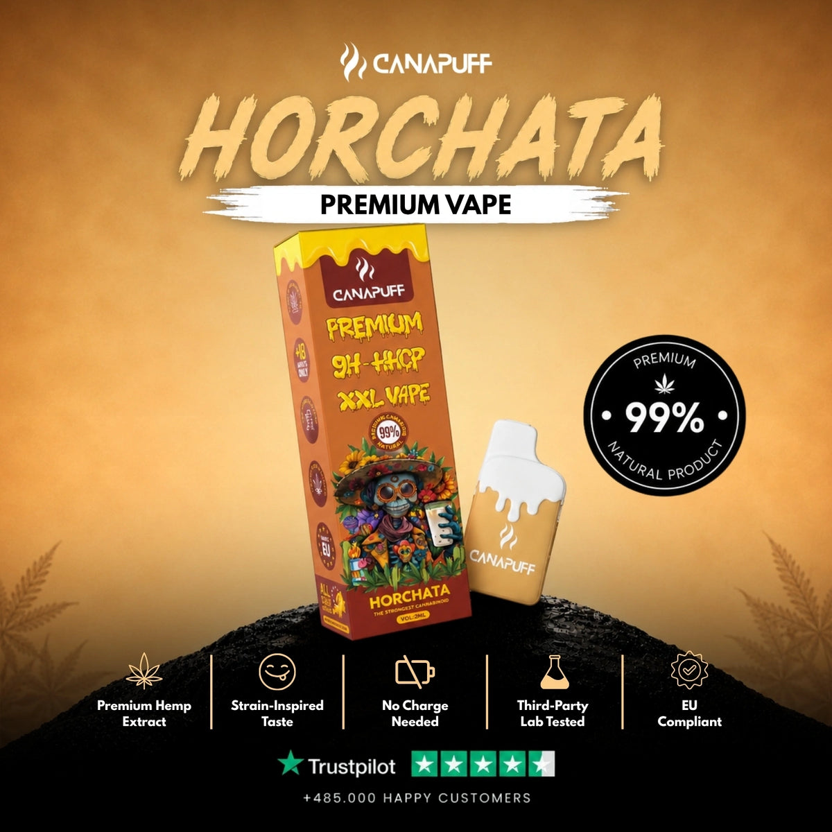9H-HHCP XXL Vape Horchata 99% 2ml – wegwerp-vape-pen, foto 2