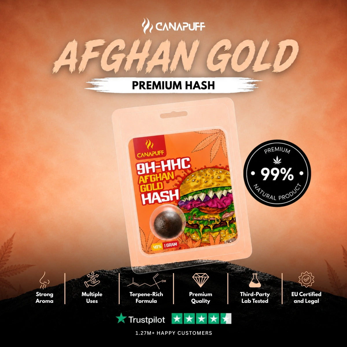9H-HHC Hasj Afghan Gold 99% – hasj, foto 2