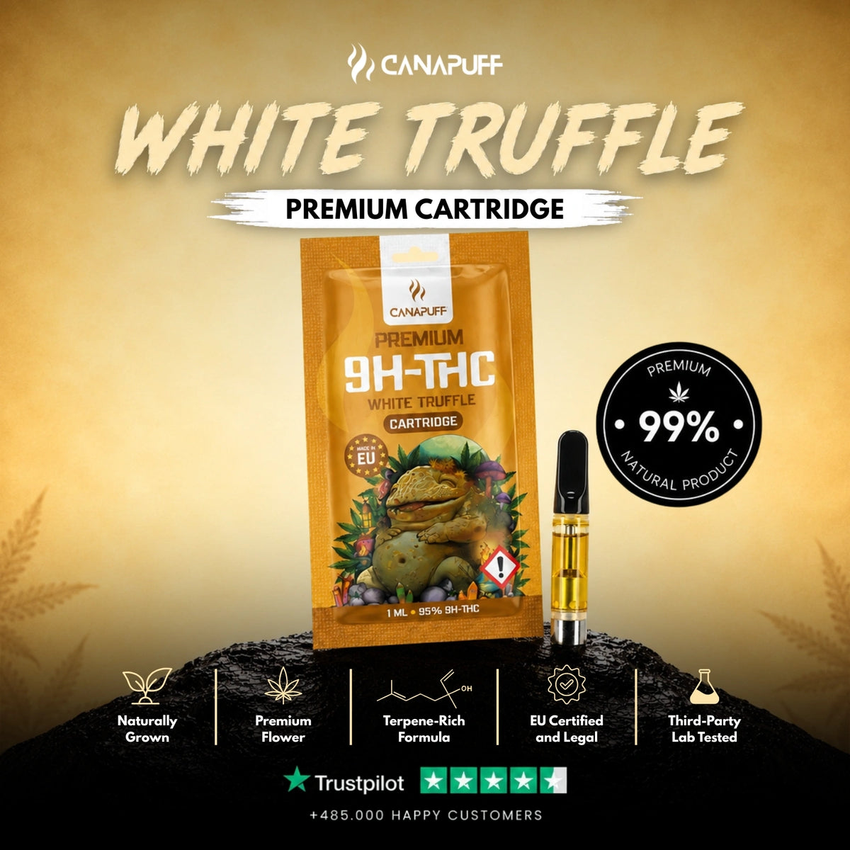 9H-THC Cartridge White Truffle 95% – vape-cartridge, foto 2