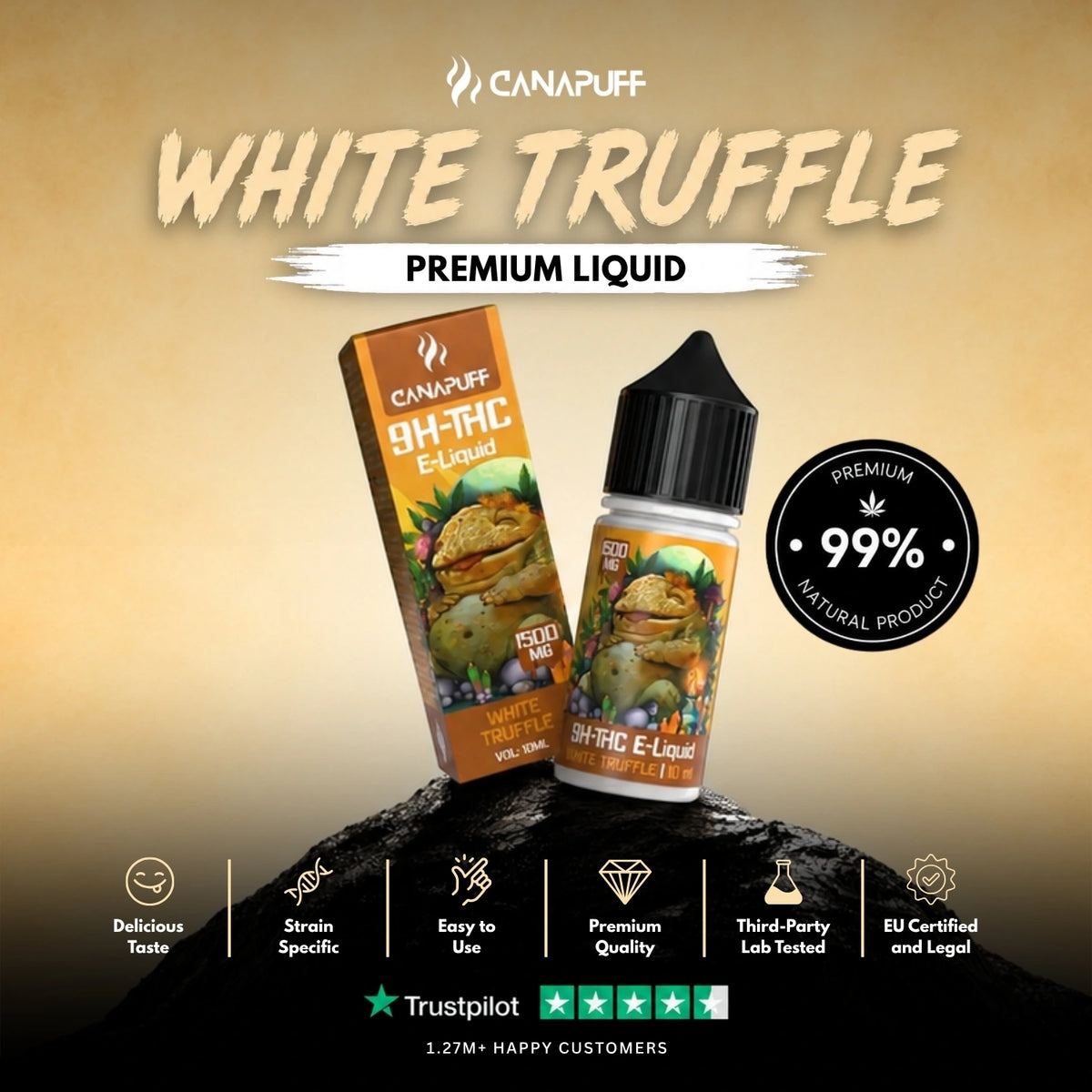 9H-THC Liquid White Truffle 1.500mg – liquidflesje, foto 2
