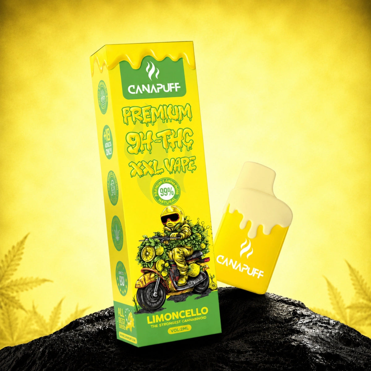 Canapuff 9H-THC XXL Vape Limoncello 99% 2ml wegwerppen