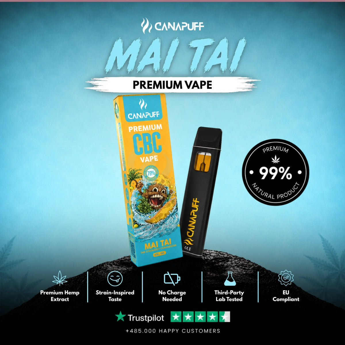 CBC Vape Mai Tai 79% 1ml – wegwerp-vape-pen, foto 2