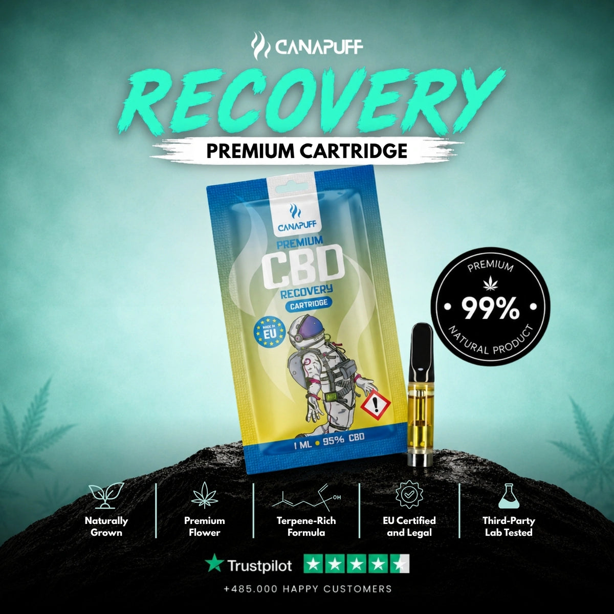 CBD Cartridge Recovery 95% – vape-cartridge, foto 2