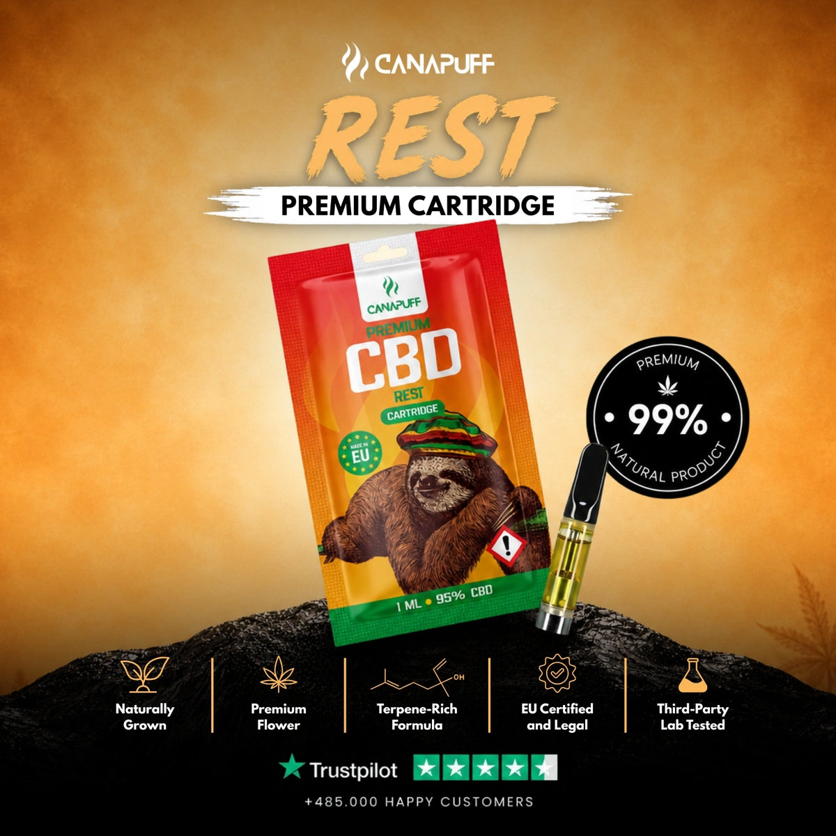 CBD Cartridge Rest 95% – vape-cartridge, foto 2