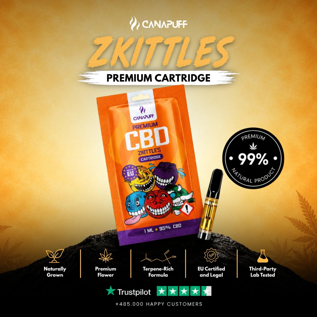 CBD Cartridge Zkittles 95% – vape-cartridge, foto 2