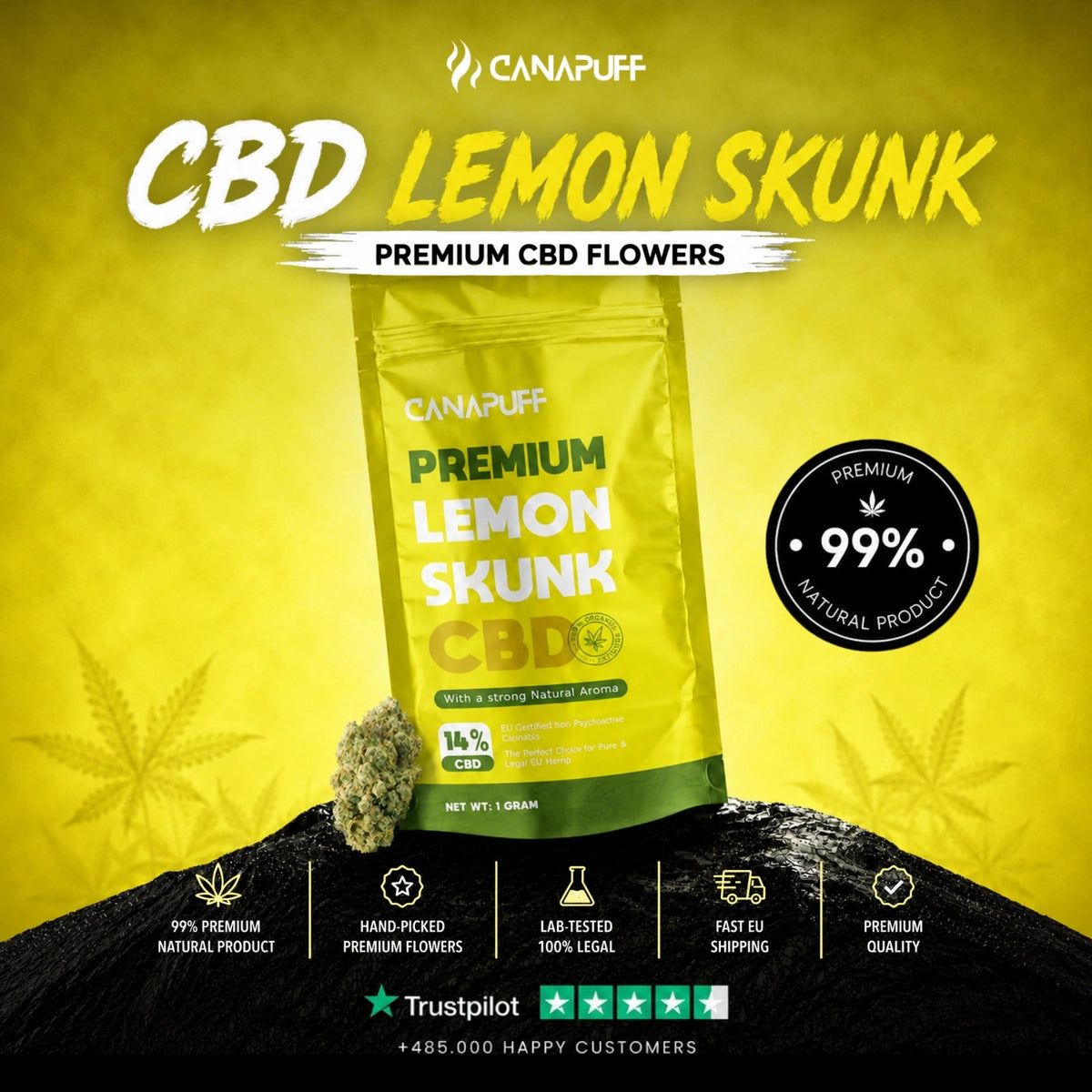 CBD Bloemen Lemon Skunk 14% – bloemtoppen, foto 2