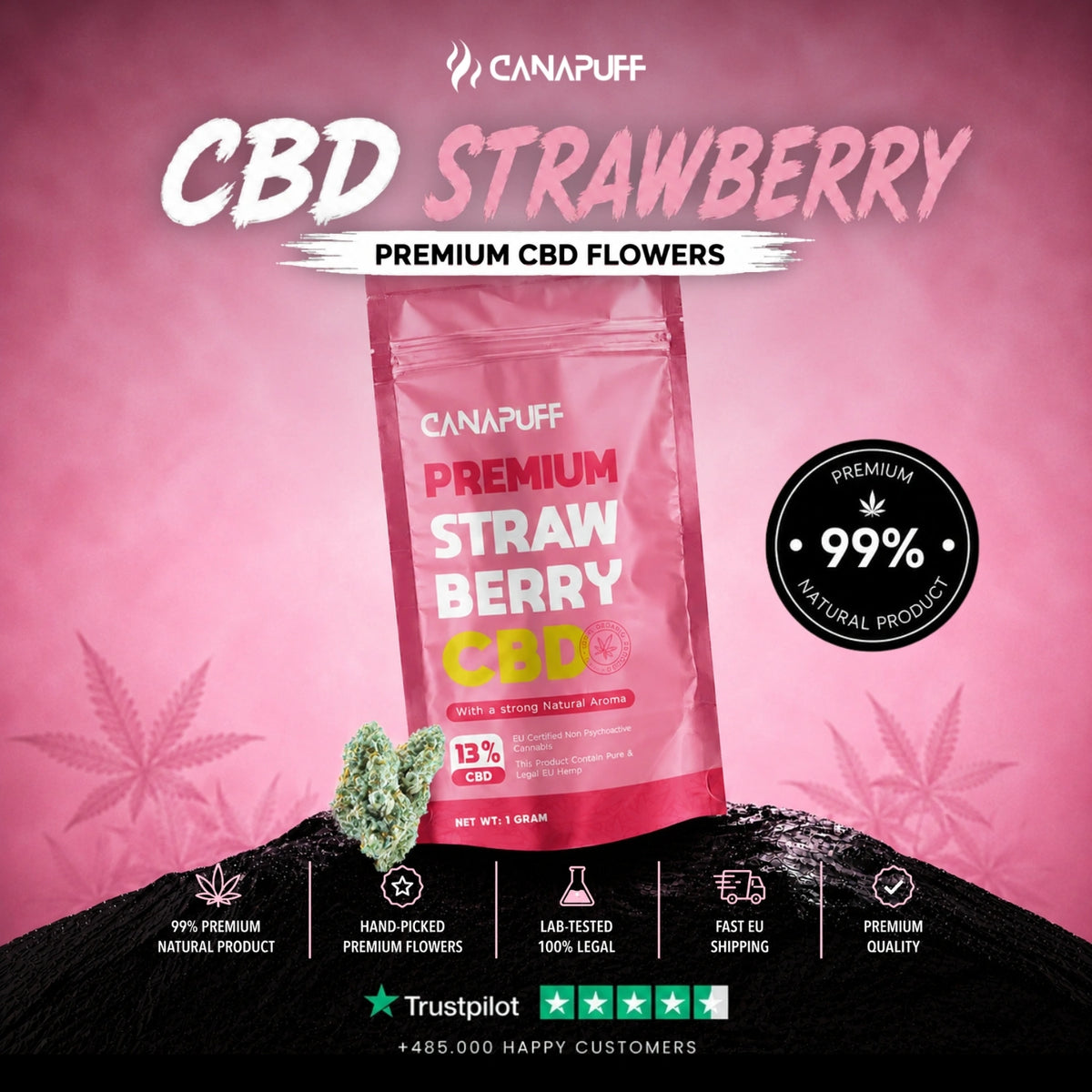 CBD Bloemen Strawberry 13% – bloemtoppen, foto 2
