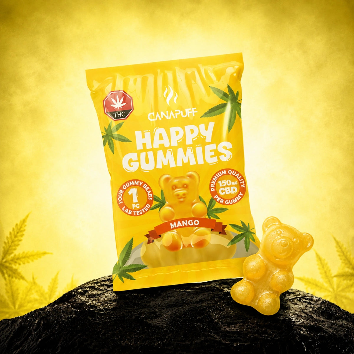 Canapuff CBD Gummies Mango 450mg per gummy, zakje