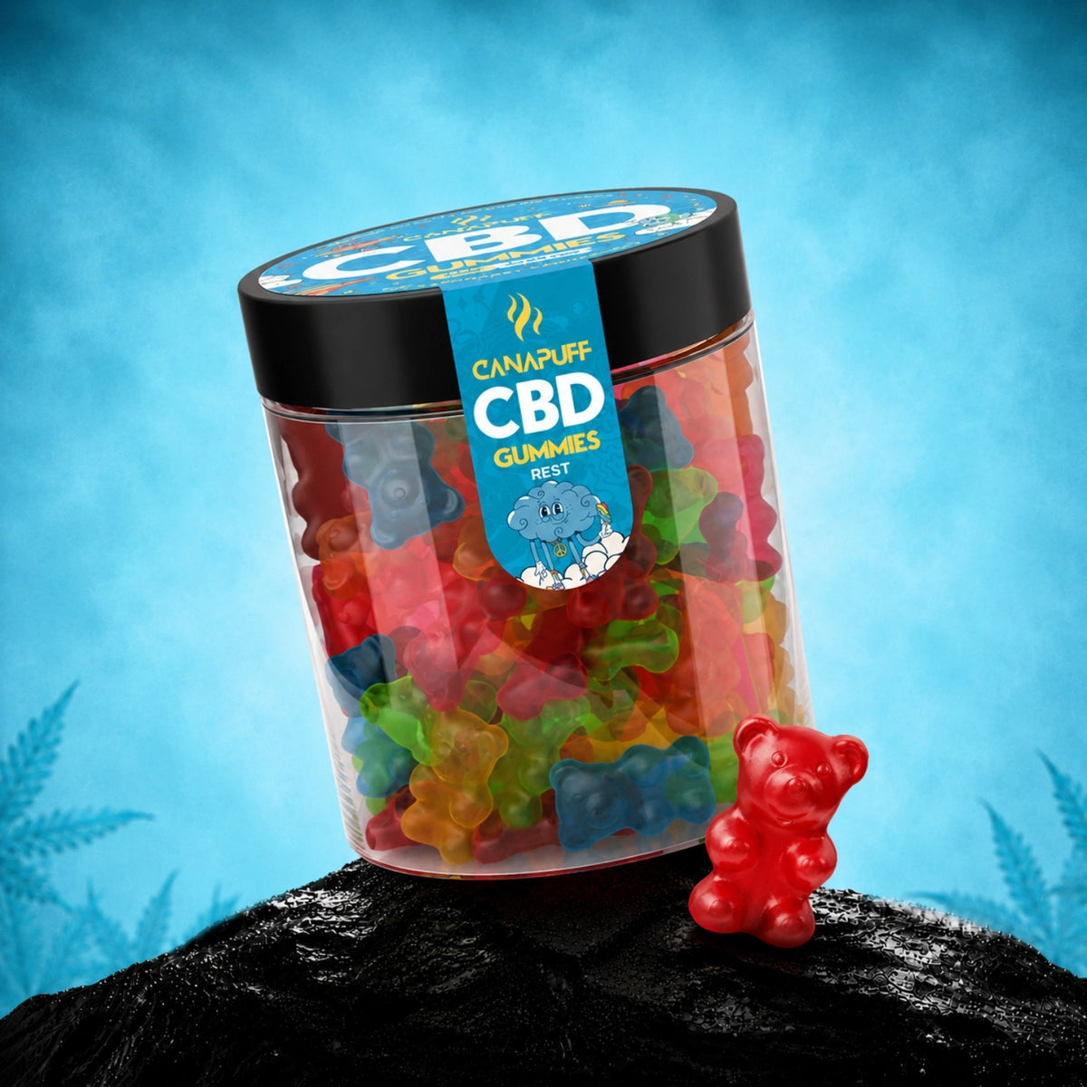 Canapuff CBD Gummies Rest, diverse smaken in pot
