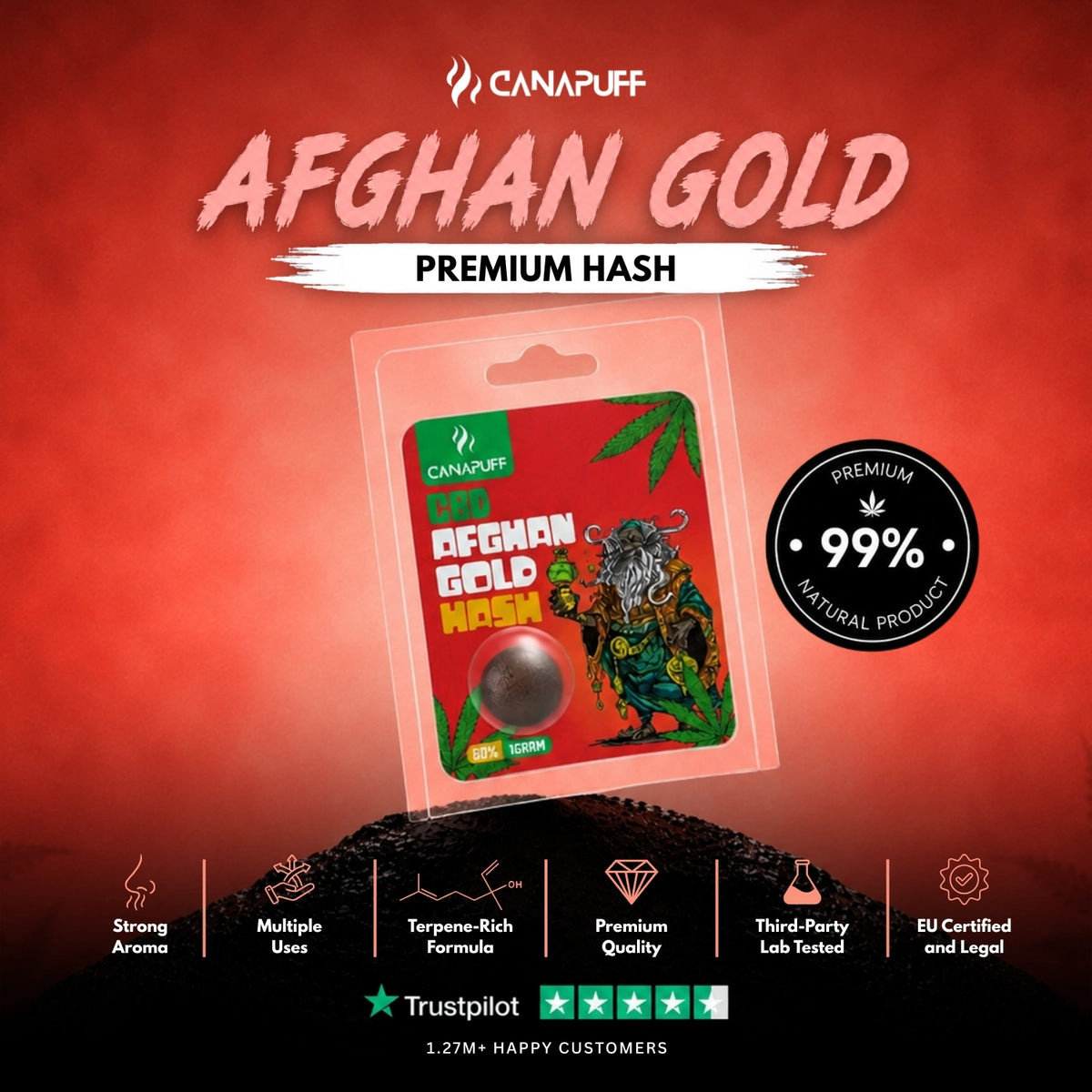 CBD Hasj Afghan Gold 60% – hasj, foto 2