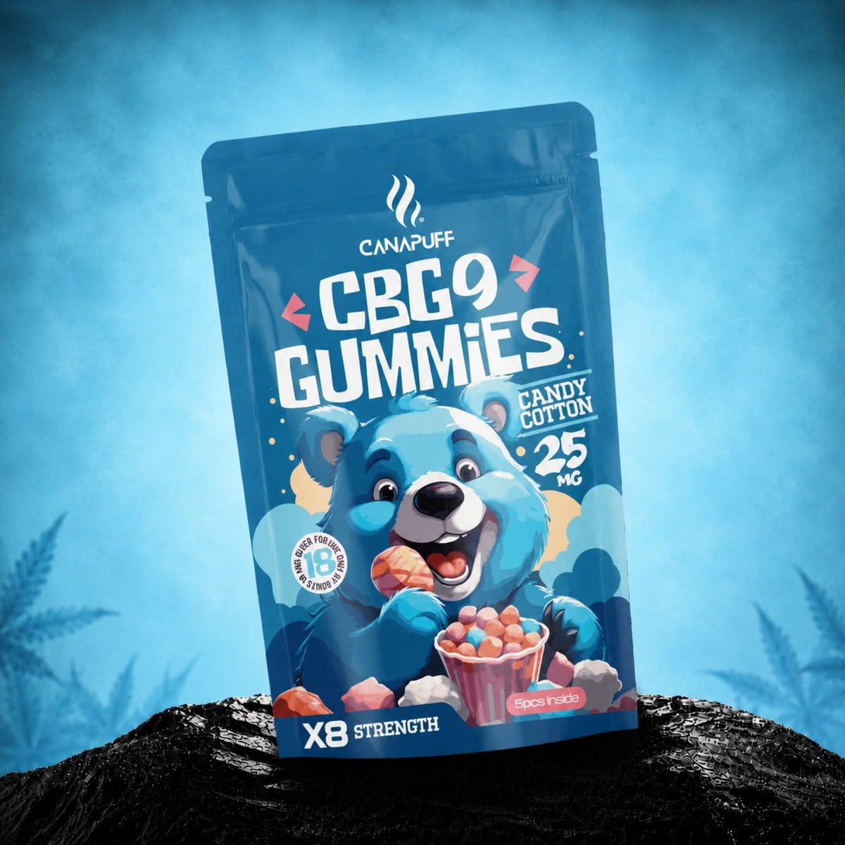 Canapuff CBG9 gummies Candy Cotton 25 mg, 5 stuks, X8 sterkte