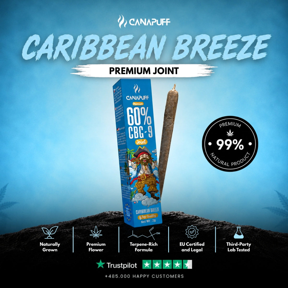 CBG9 Joint Caribbean Breeze 60% – voorgerolde joint, foto 2