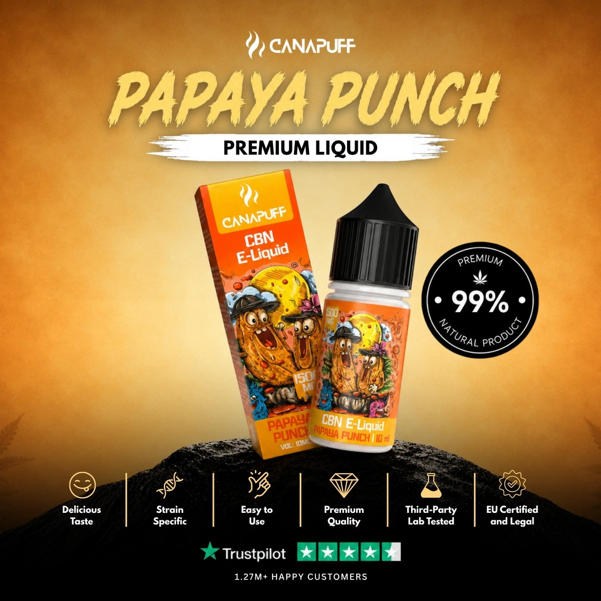 CBN Liquid Papaya Punch 1.500mg – liquidflesje, foto 2