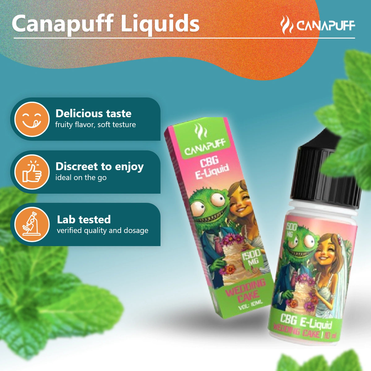 Canapuff CBG E-Liquid Wedding Cake 1.500 mg, 10 ml vape-flesje