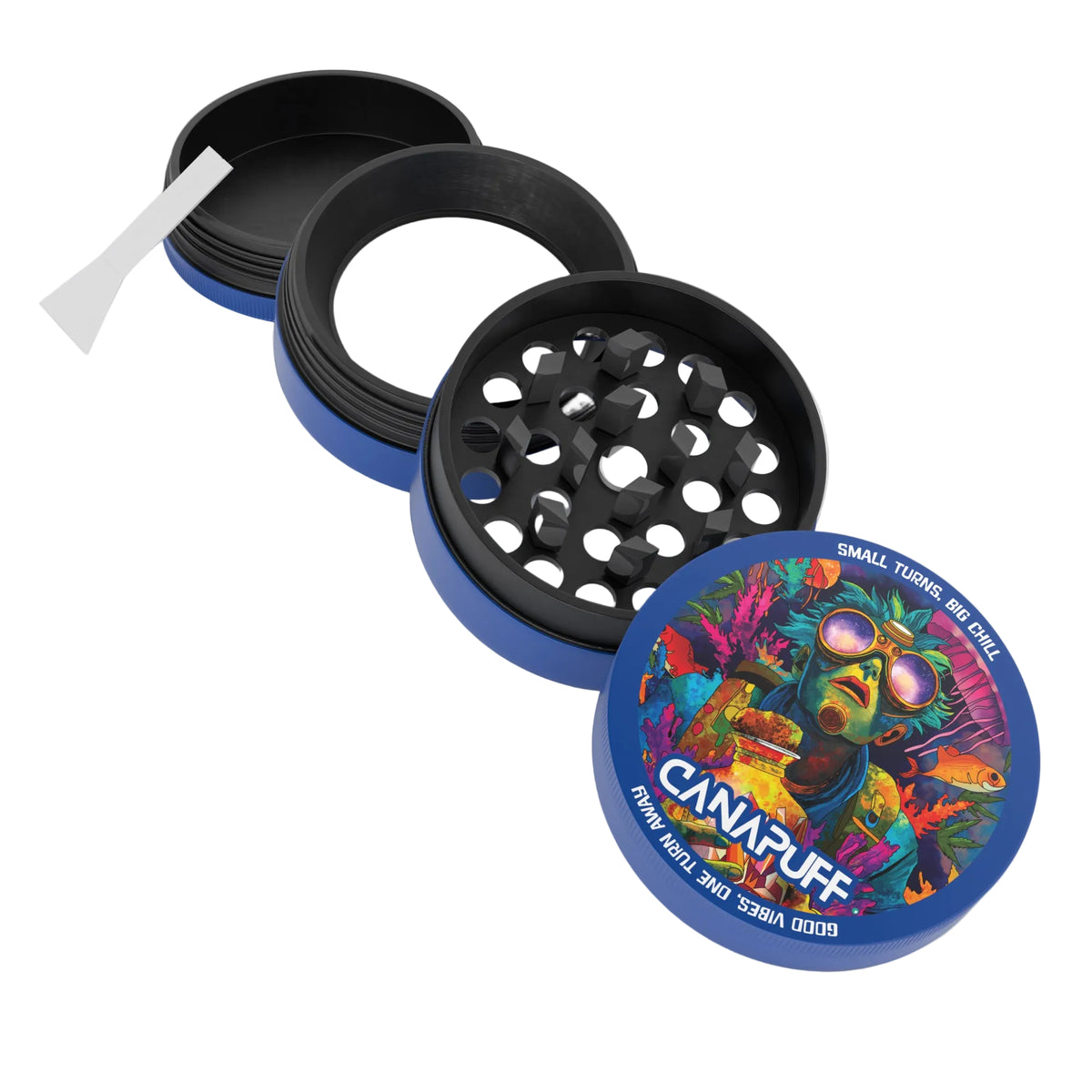 Canapuff Metal Grinder Deep met Kief-opvangbak en schraper
