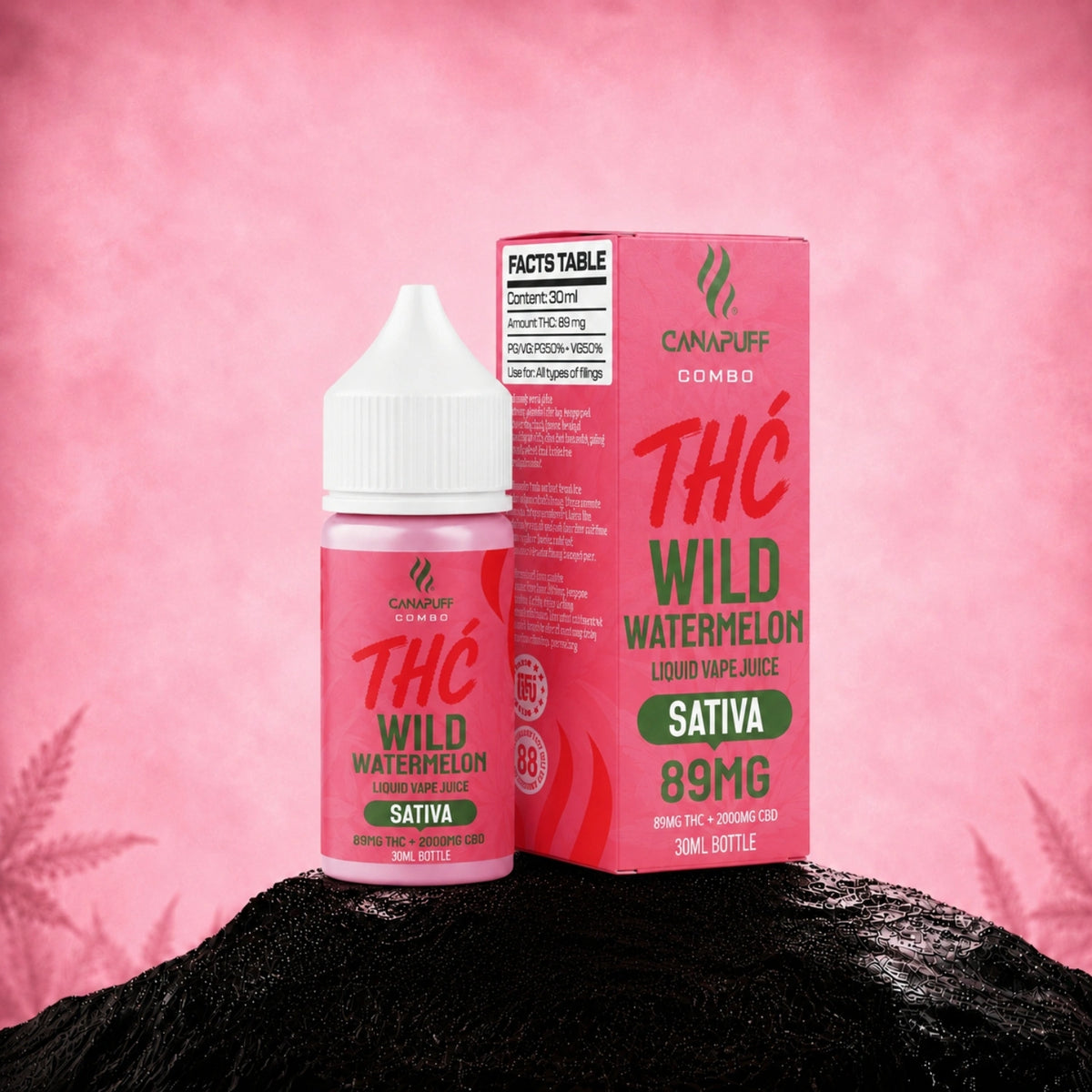 Canapuff Delta 9 Liquid CBD Wild Watermelon 89mg vape juice 30ml flesje