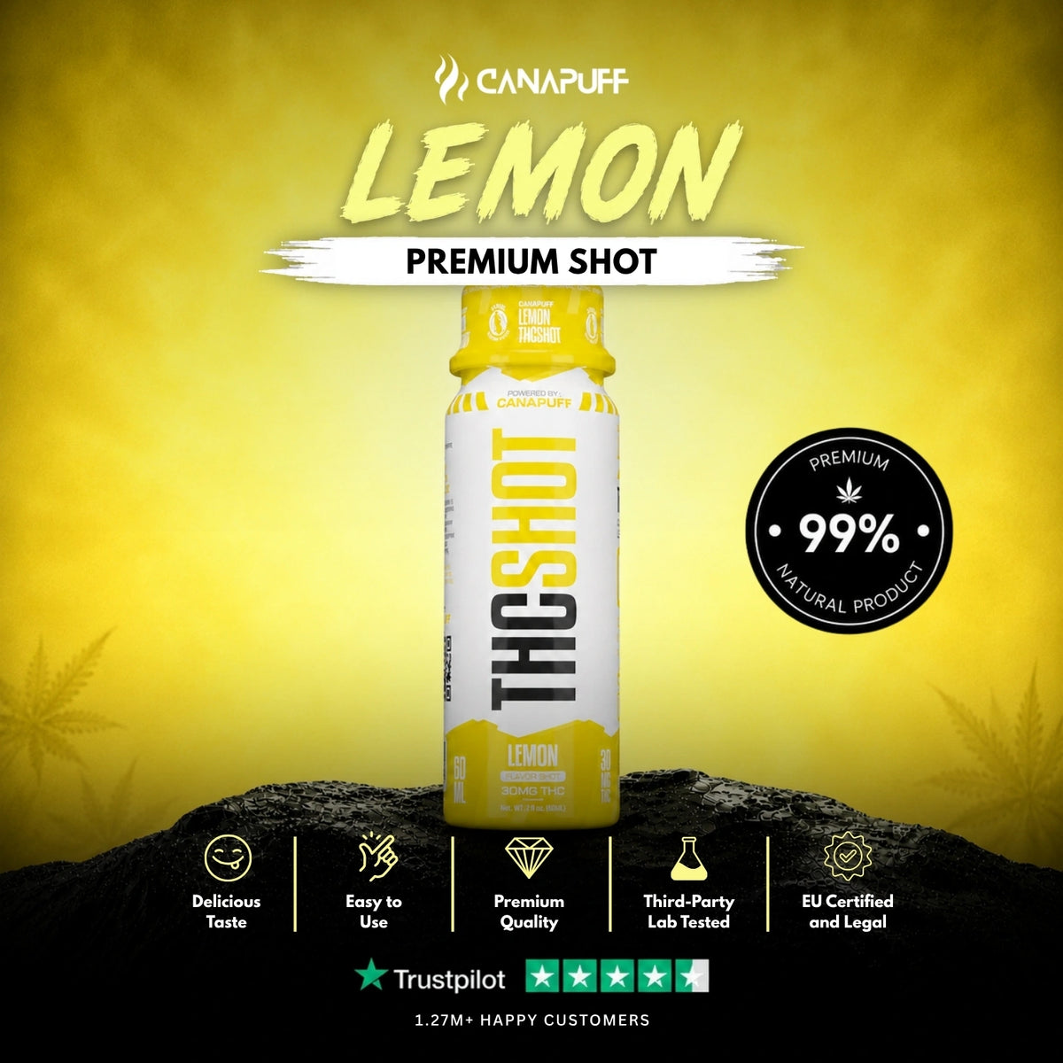 Delta 9 Shot Lemon 60ml – drankflesje, foto 2