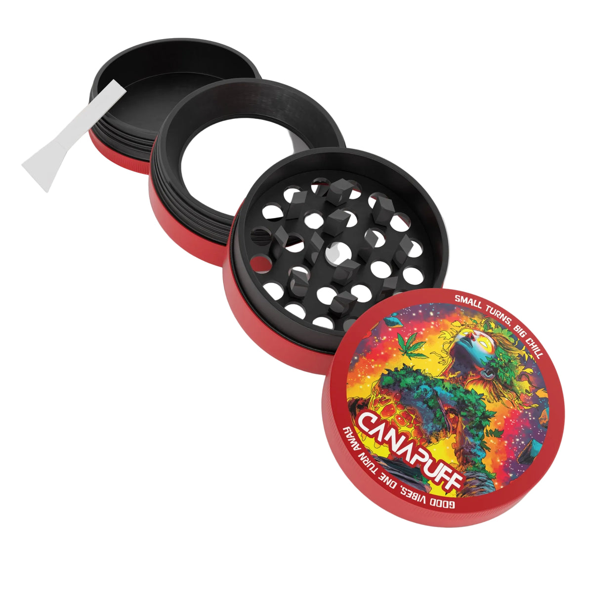 Canapuff Metal Grinder Euforic met Kief-opvangbak en schraper