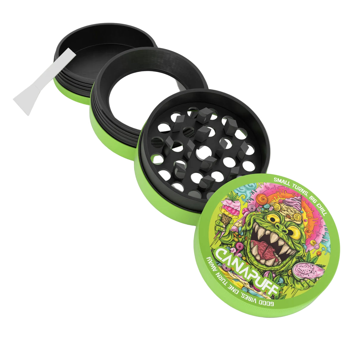 Canapuff metalen grinder, Guava Gelato, klein en vierdelig met schraper
