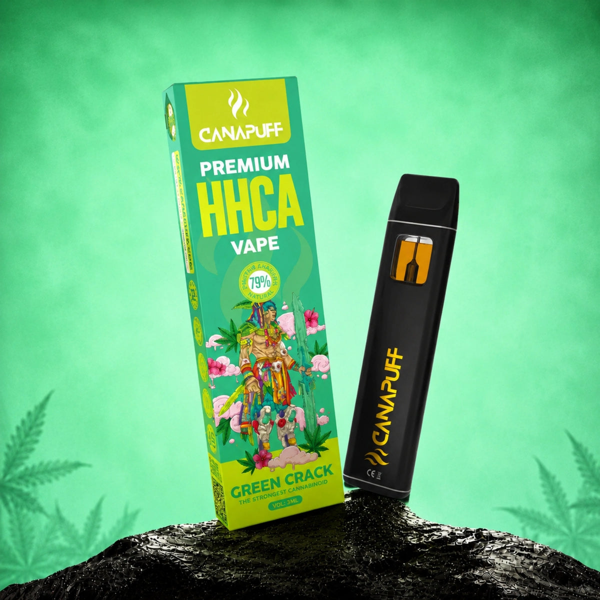Canapuff HHC-A Vape Green Crack 79%, 1 ml wegwerppen met verpakking