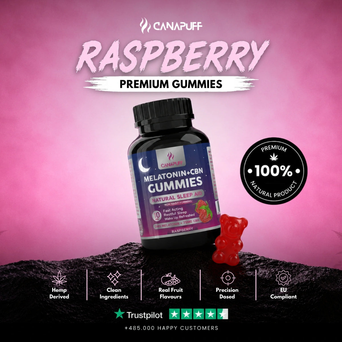 Melatonin+CBN Gummies Raspberry – gummies, foto 2