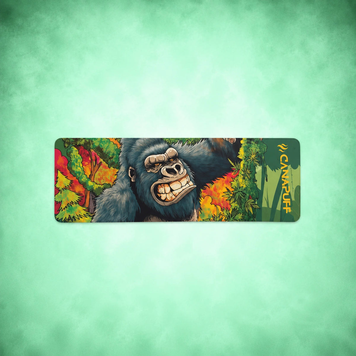 Canapuff Jungle Gorilla muismat met levendige gorilla- en bloemenillustratie