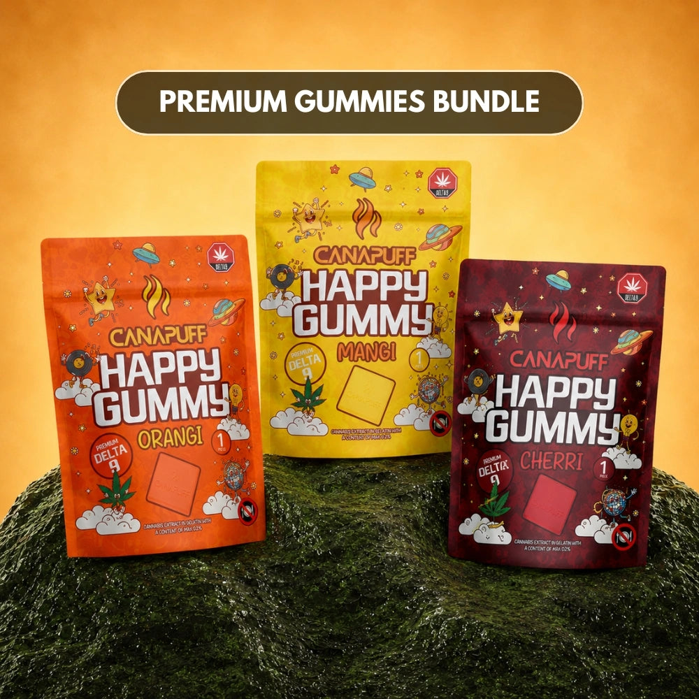 Canapuff Happy Gummy Bundle met Delta-9 THC: smaken Orangi, Mangi, Cherri, 3 zakjes