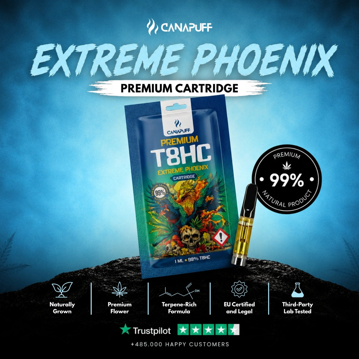 T8HC Cartridge Extreme Phoenix 99% – vape-cartridge, foto 2