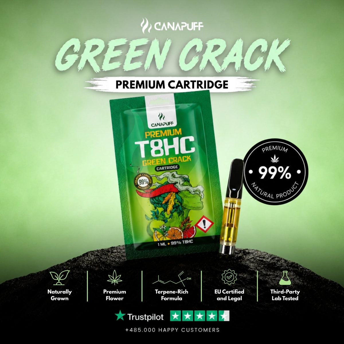 T8HC Cartridge Green Crack 99% – vape-cartridge, foto 2
