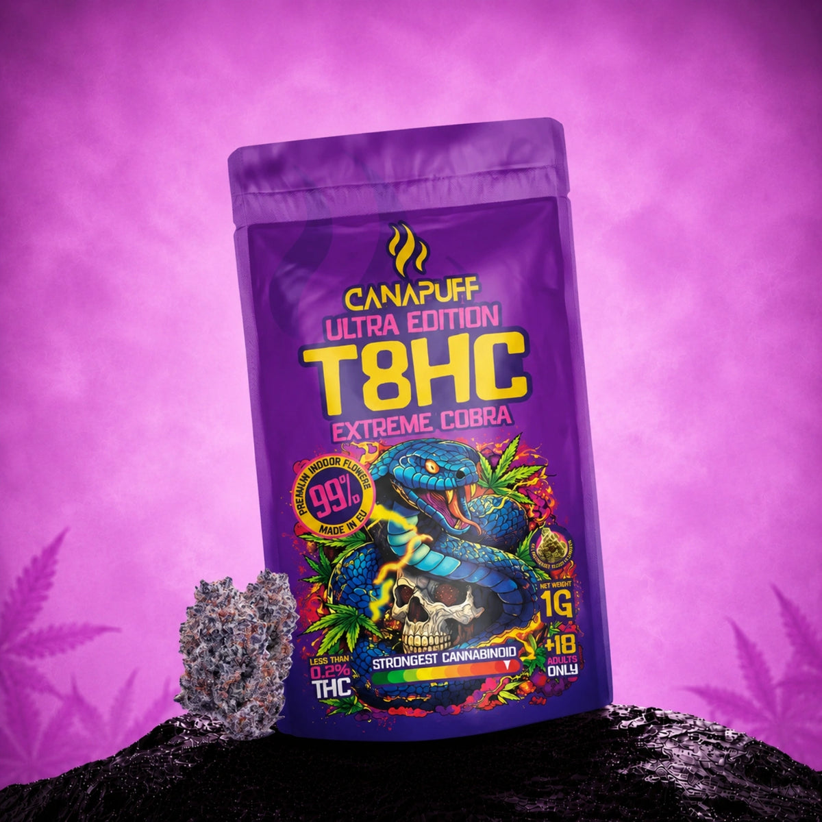 Canapuff T8HC Bloemen Extreme Cobra 99% zakje, 1g