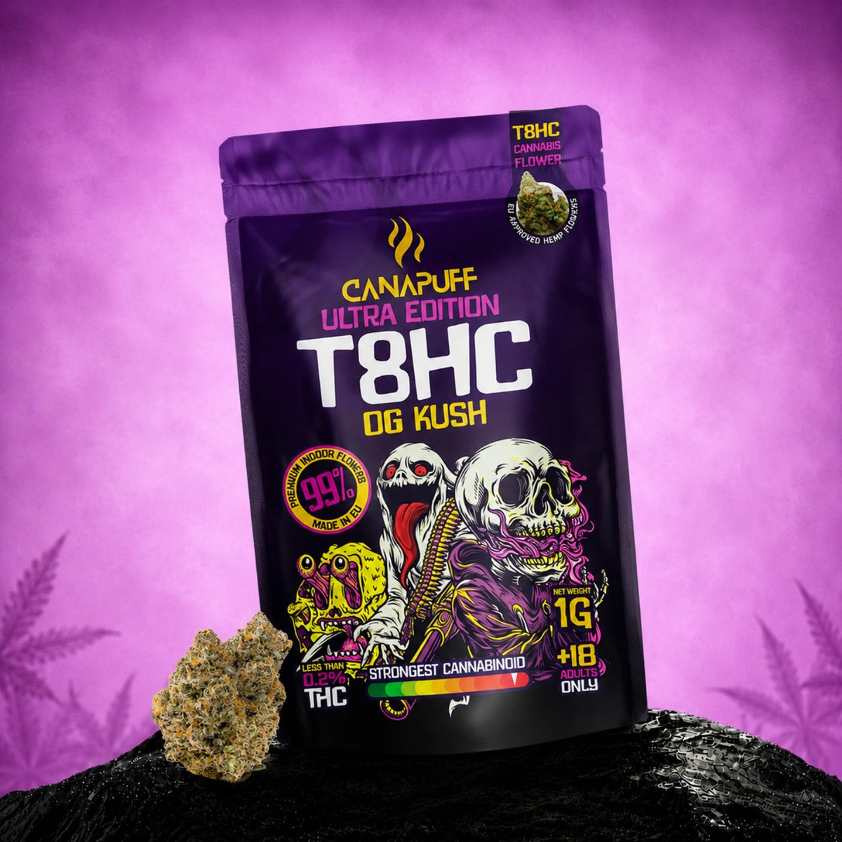 Canapuff T8HC Bloemen OG Kush Ultra Edition 99% zakje van 1G
