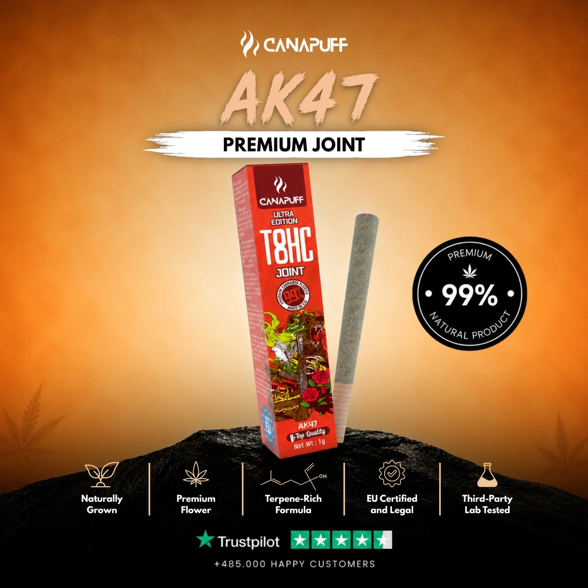 T8HC Joint AK47 Ultra Edition 99% 1g – voorgerolde joint, foto 2