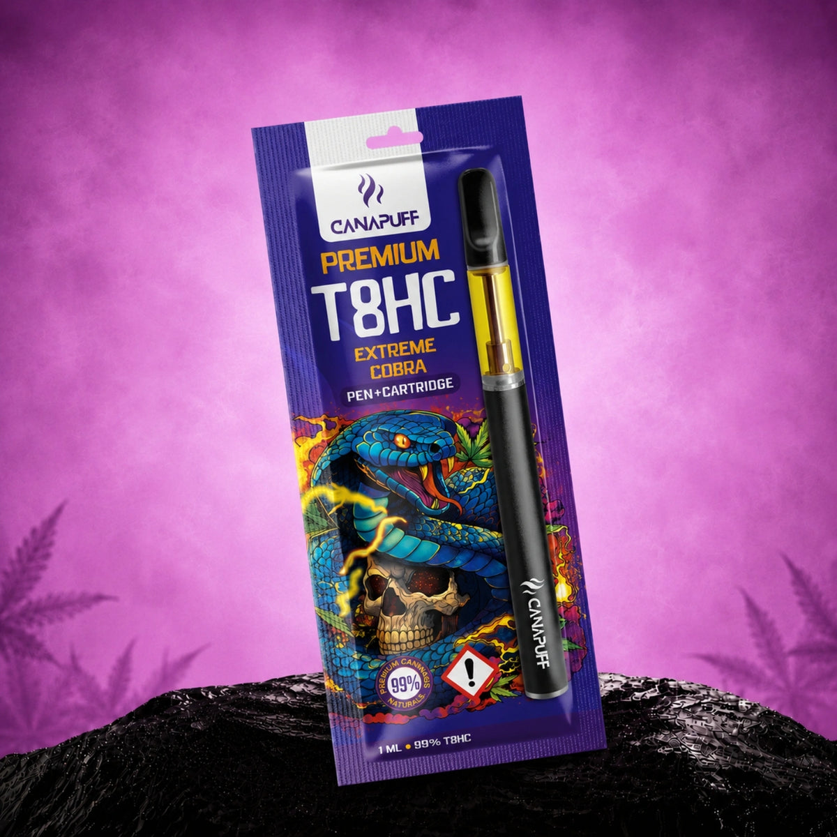Canapuff T8HC Extreme Cobra vape-cartridge, 1 ml, 99%