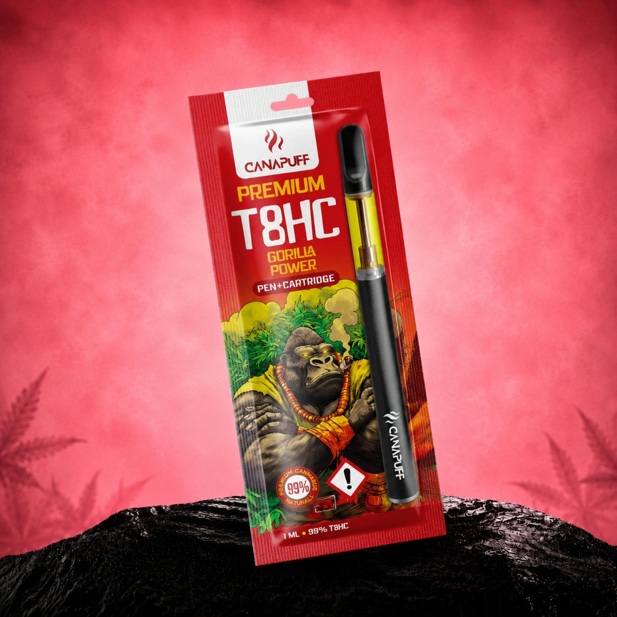 Canapuff T8HC Gorilla Power pen en cartridge, 99% sterkte, 1 ml