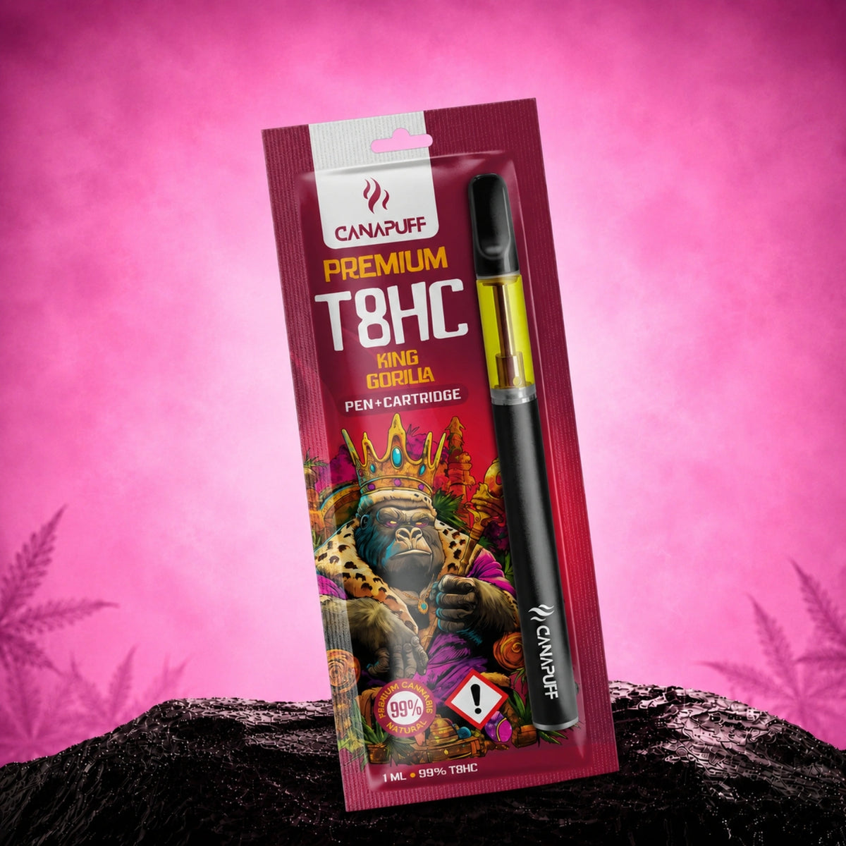Canapuff T8HC Pen+Cartridge King Gorilla 99%, 1 ml wegwerp vape pen