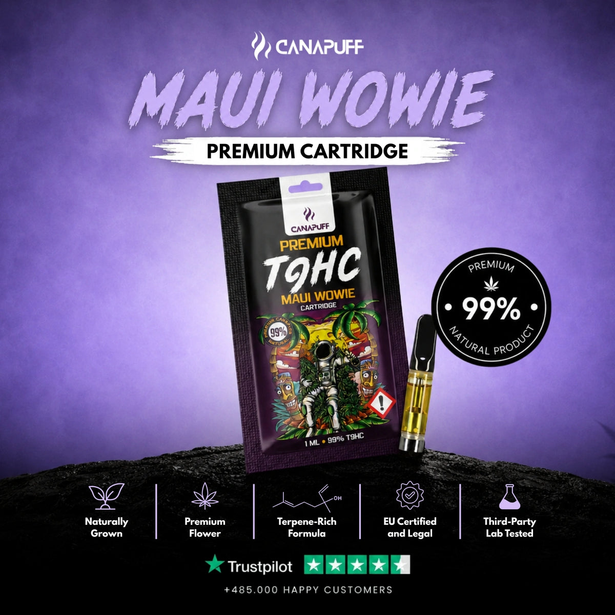 TⳊHC Cartridge Maui Wowie 99% – vape-cartridge, foto 2