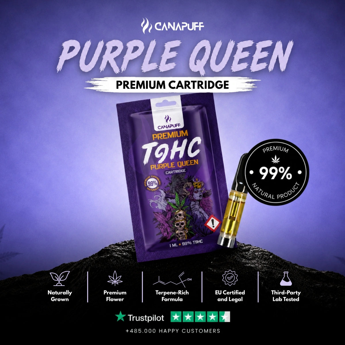 TⳊHC Cartridge Purple Queen 99% – vape-cartridge, foto 2