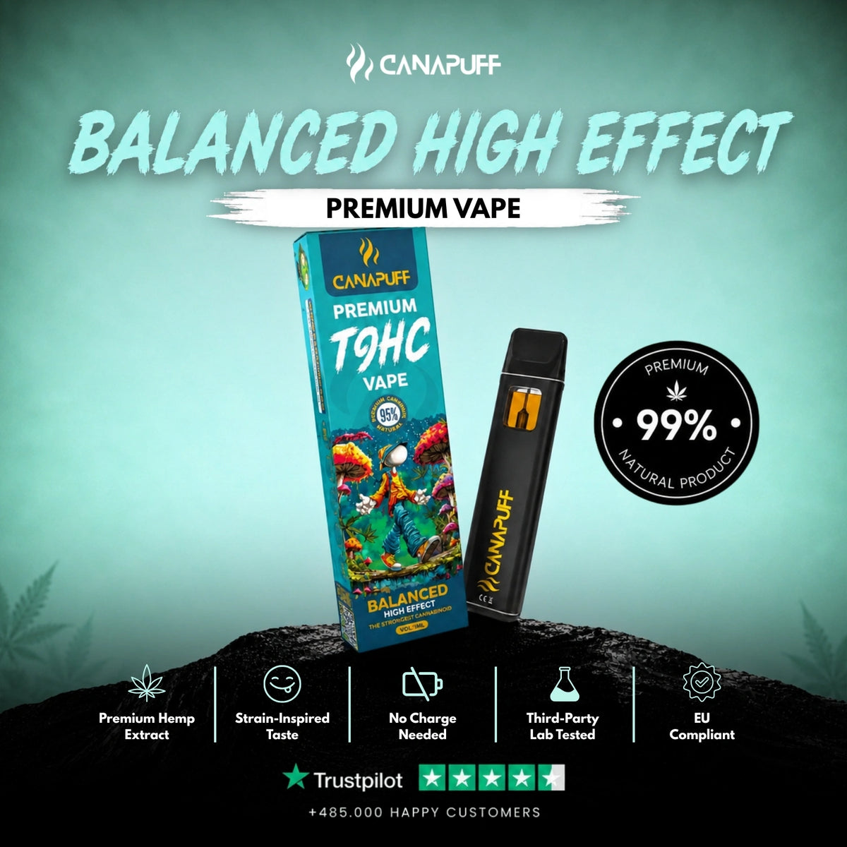 TⳊHC Vape Balanced 95% 1ml – wegwerp-vape-pen, foto 2
