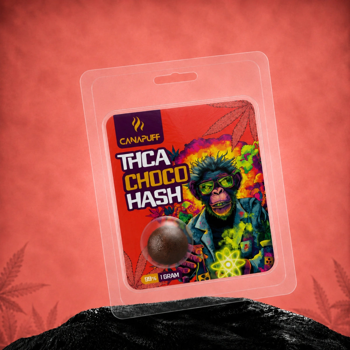 Canapuff THCA Choco Hash 99% 1g in blisterverpakking