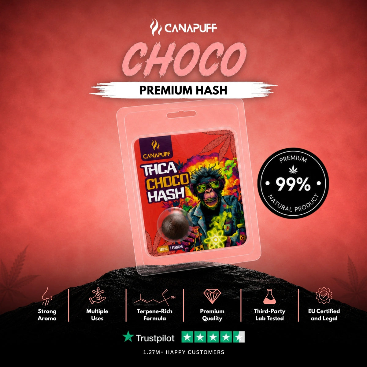 THCA Hasj Choco 99% 1g – hasj, foto 2