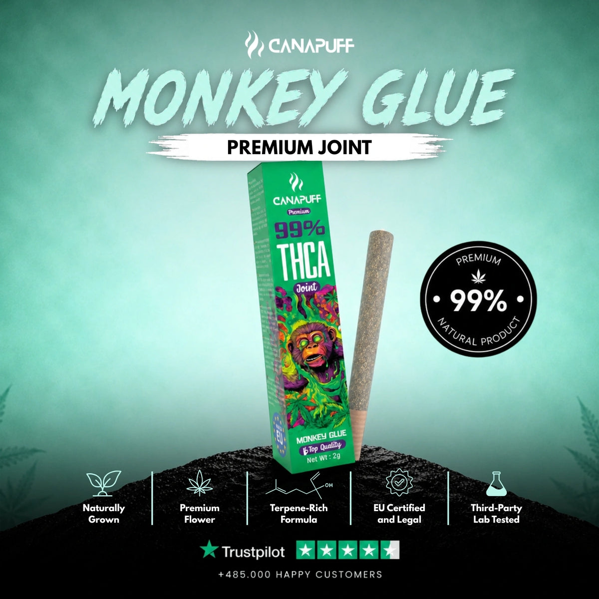 THCA Joint Monkey Glue 99% 2g – voorgerolde joint, foto 2