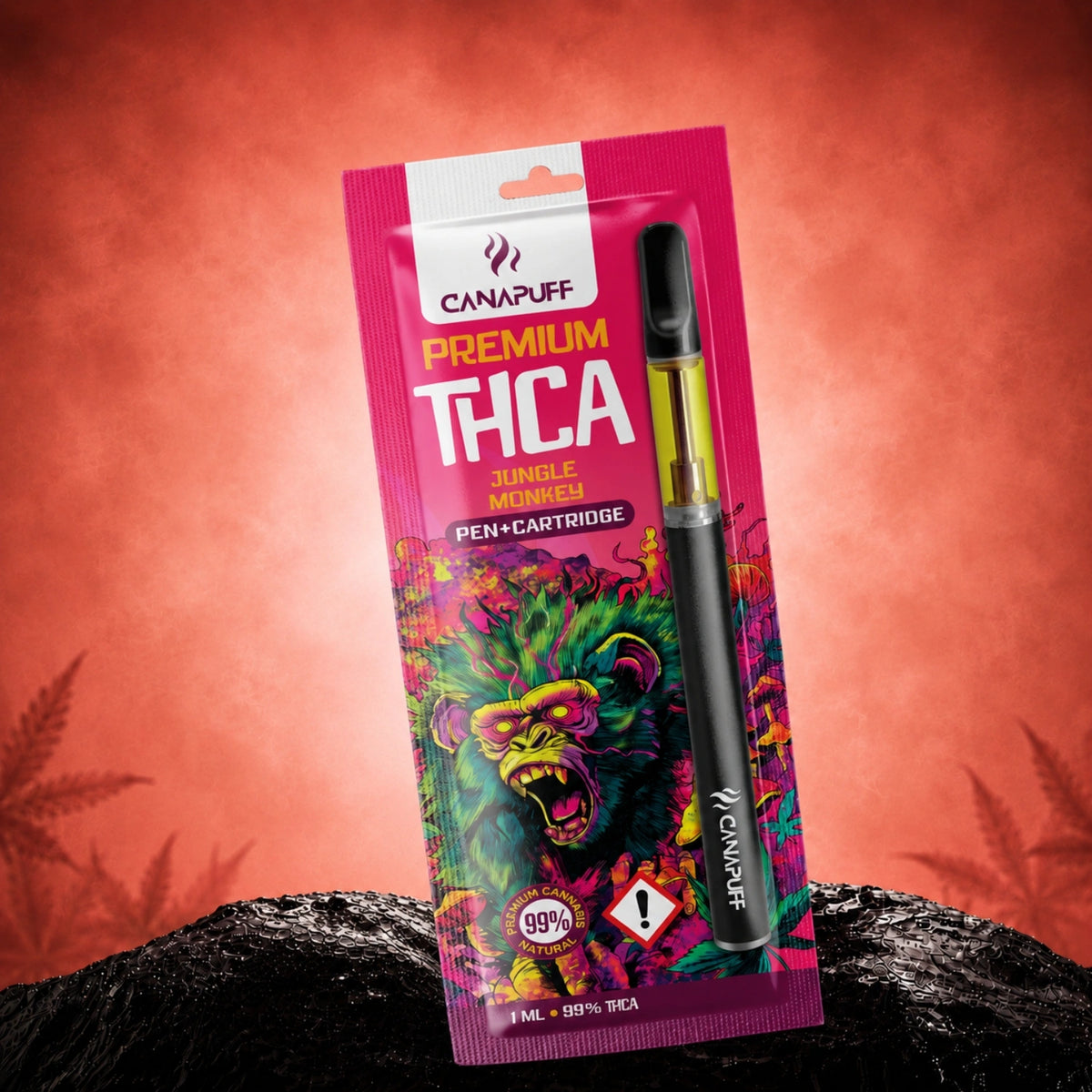Canapuff THCA Jungle Monkey 99% pen en cartridge, 1 ml