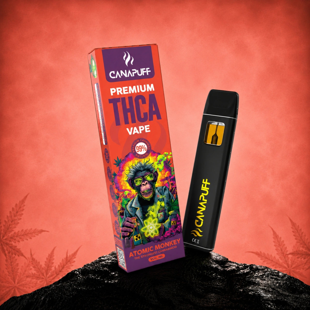 Canapuff THCA Vape Atomic Monkey 99% 1ml wegwerppen