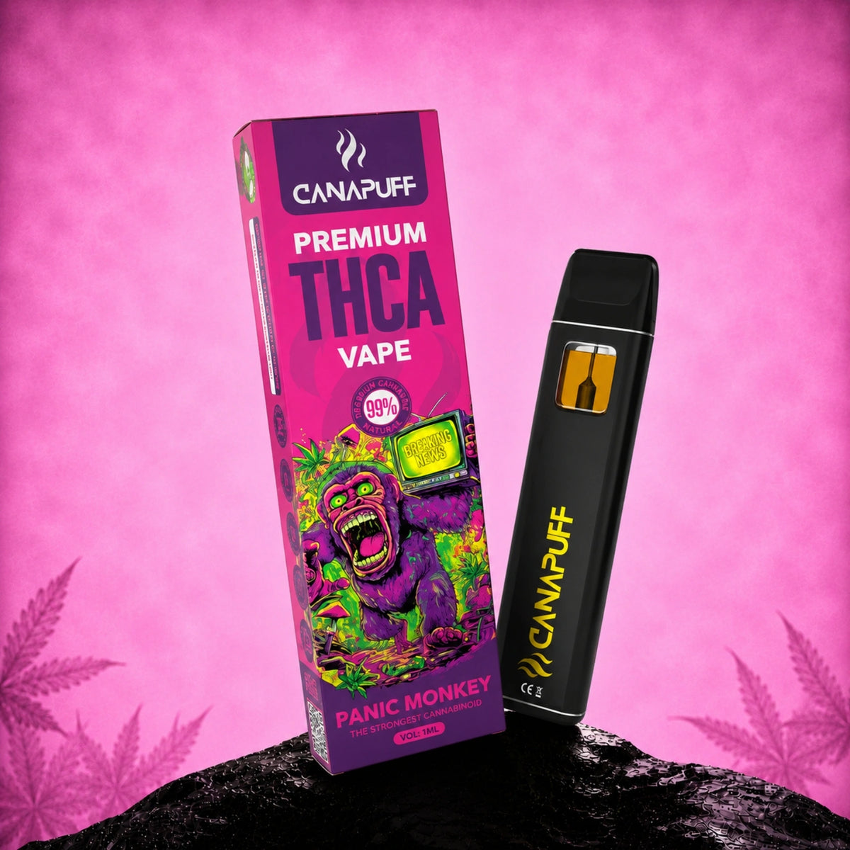 Canapuff THCA Vape Panic Monkey 99% 1ml wegwerppen