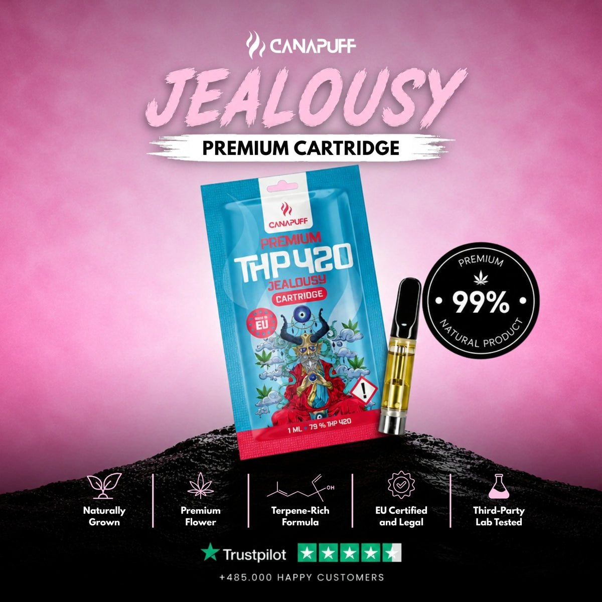 THP420 Cartridge Jealousy 79% – vape-cartridge, foto 2
